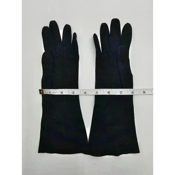 Vtg Women's Size 6.5 Black Suede Gloves made in France - Picture 3 of 9